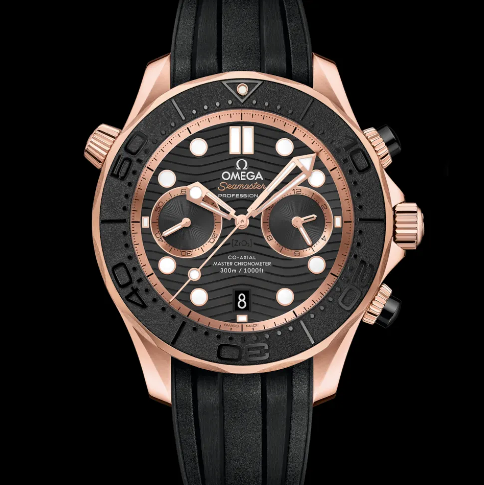 44 mm, Sedna™ gold on rubber strap