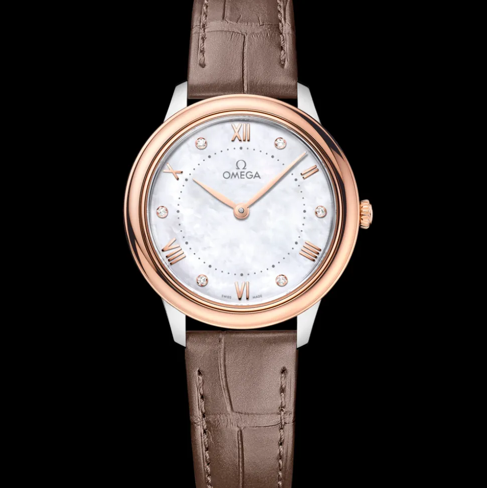 30 mm, steel ‑ Sedna™ gold on leather strap