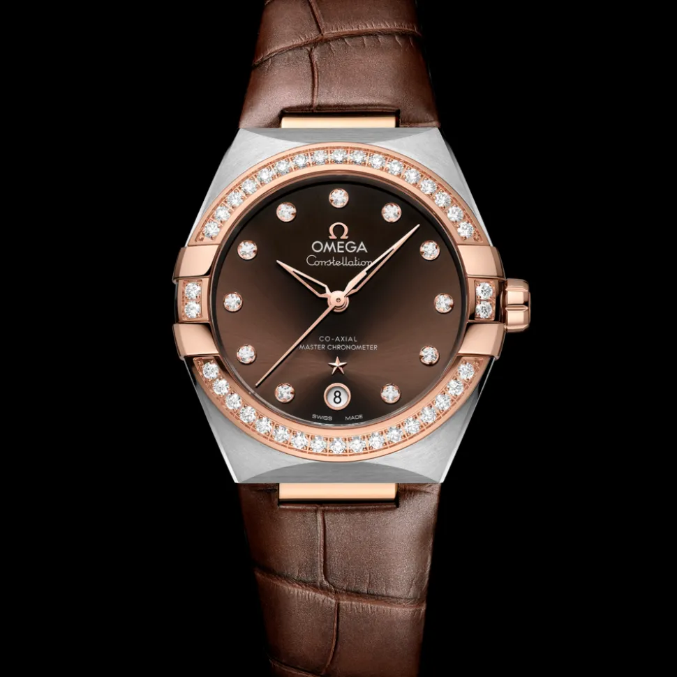 36 mm, steel ‑ Sedna™ gold on leather strap