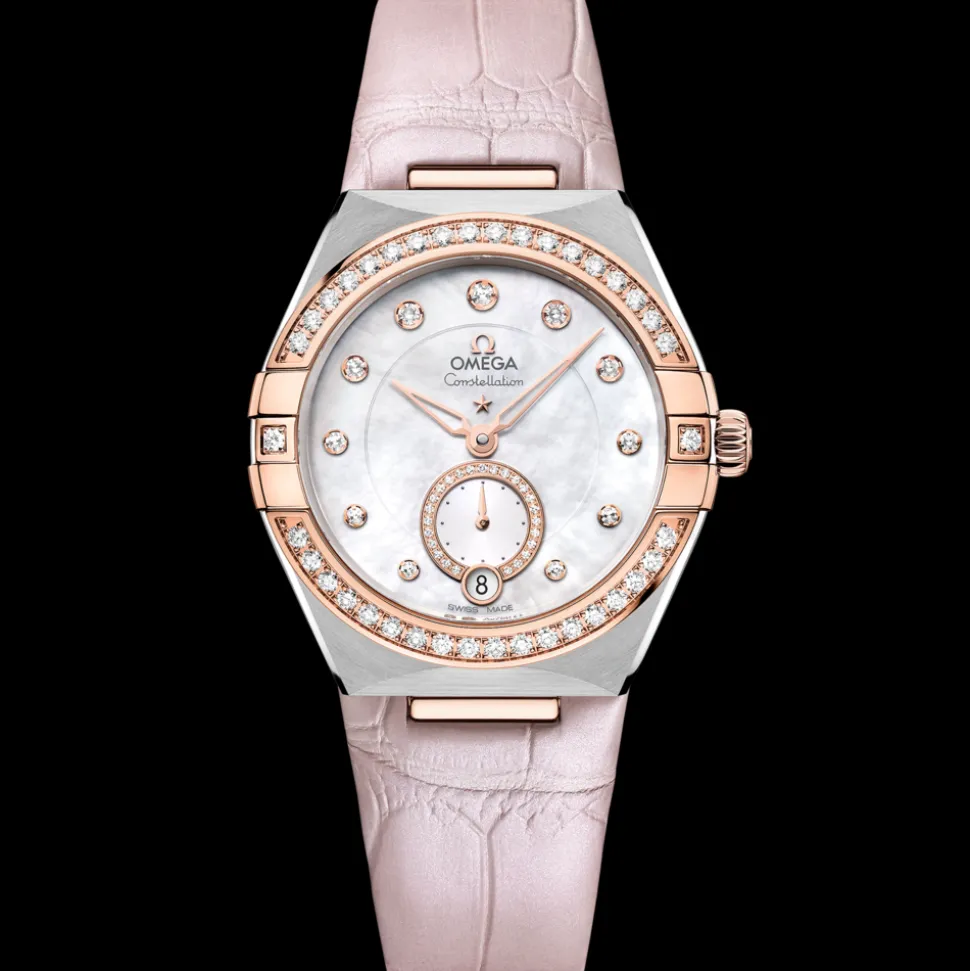 34 mm, steel ‑ Sedna™ gold on leather strap