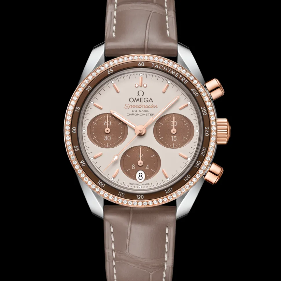 38 mm, steel ‑ Sedna™ gold on leather strap
