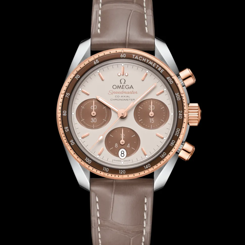38 mm, steel ‑ Sedna™ gold on leather strap