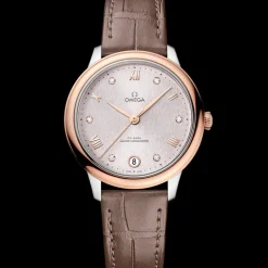 34 mm, steel ‑ Sedna™ gold on leather strap