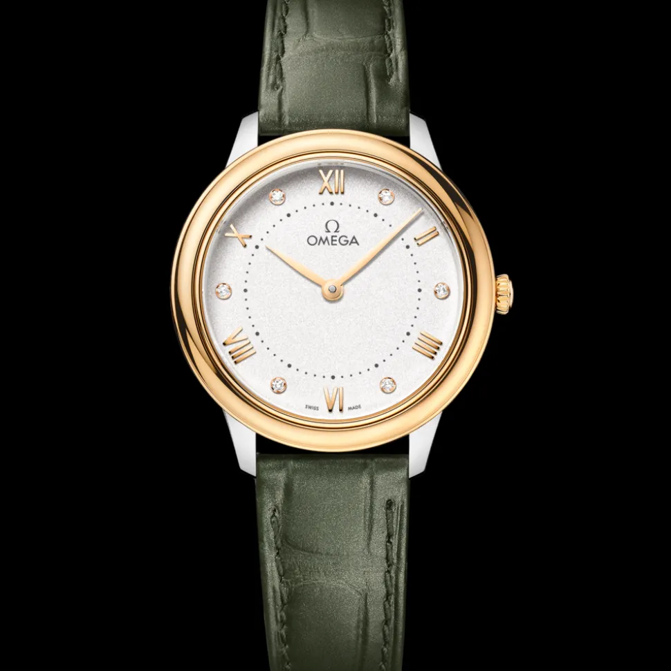 30 mm, steel ‑ yellow gold on leather strap