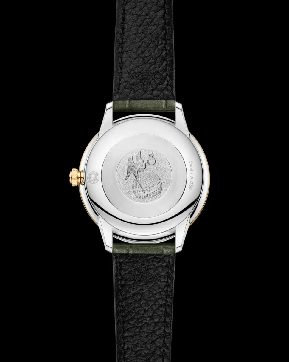 27.5 mm, steel ‑ yellow gold on leather strap