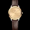 27.5 mm, steel ‑ yellow gold on leather strap