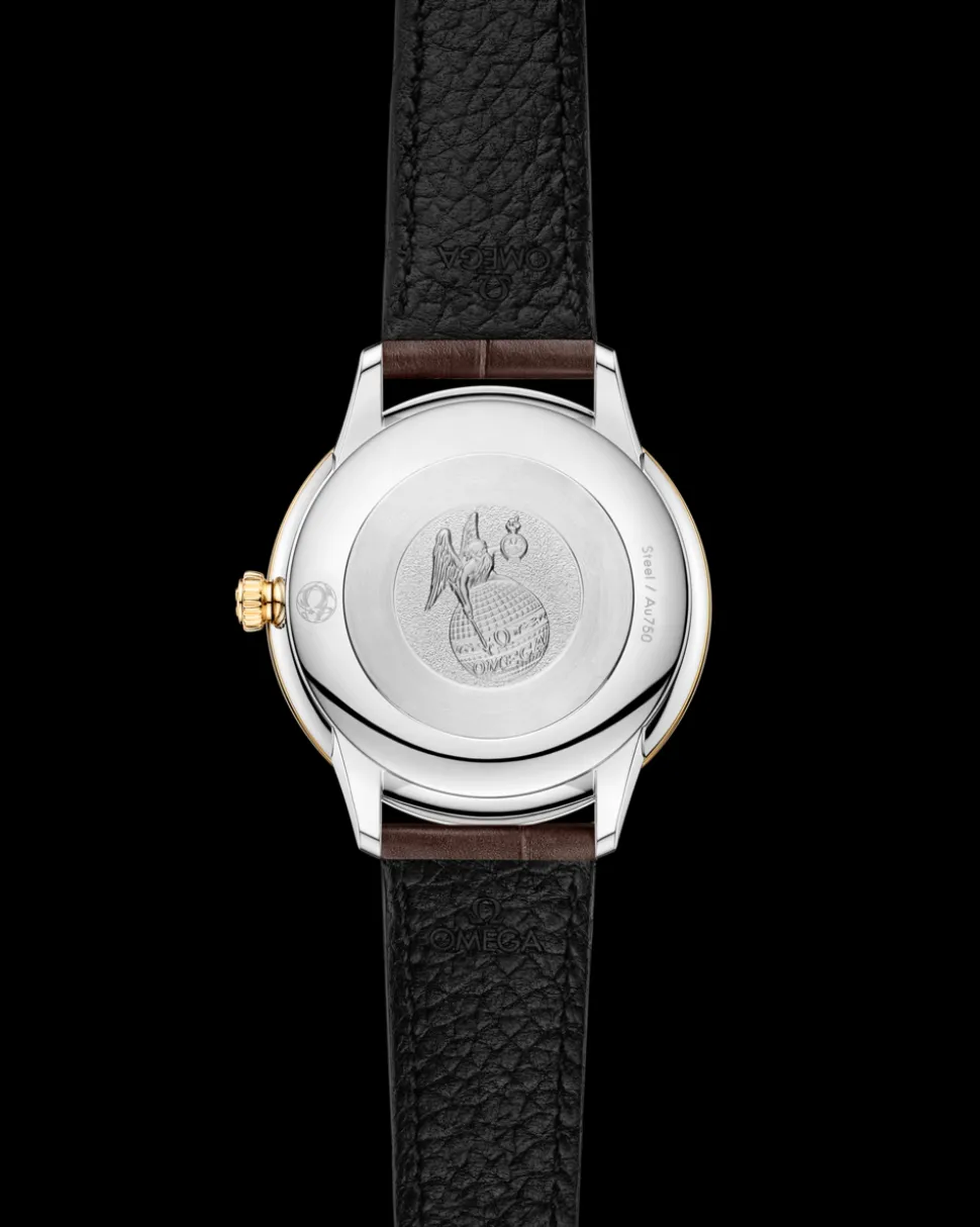 27.5 mm, steel ‑ yellow gold on leather strap