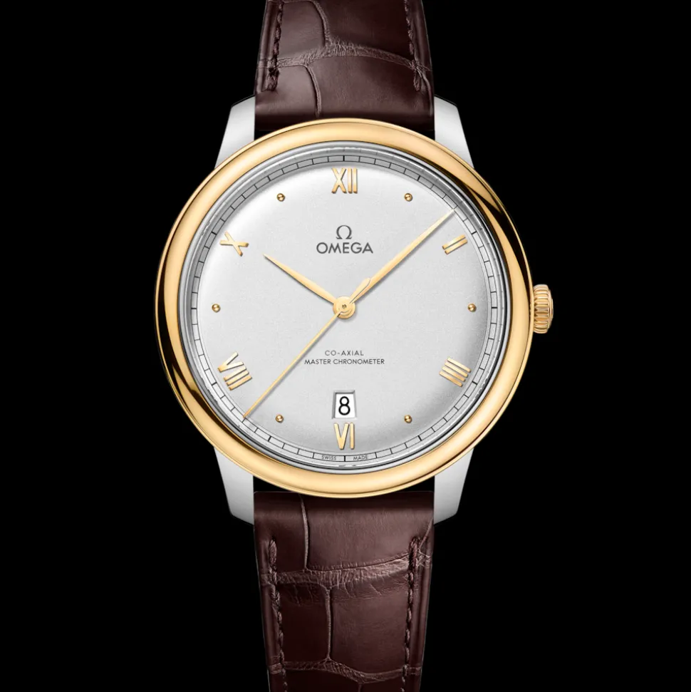 40 mm, steel ‑ yellow gold on leather strap
