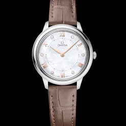 30 mm, steel on leather strap