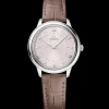 30 mm, steel on leather strap