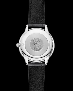 30 mm, steel on leather strap