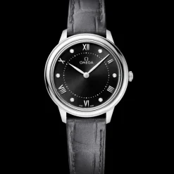 30 mm, steel on leather strap