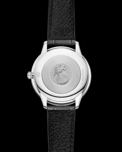 30 mm, steel on leather strap