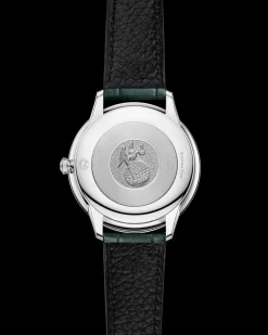 30 mm, steel on leather strap