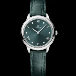 27.5 mm, steel on leather strap