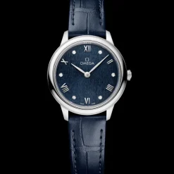 27.5 mm, steel on leather strap