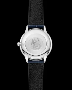 27.5 mm, steel on leather strap