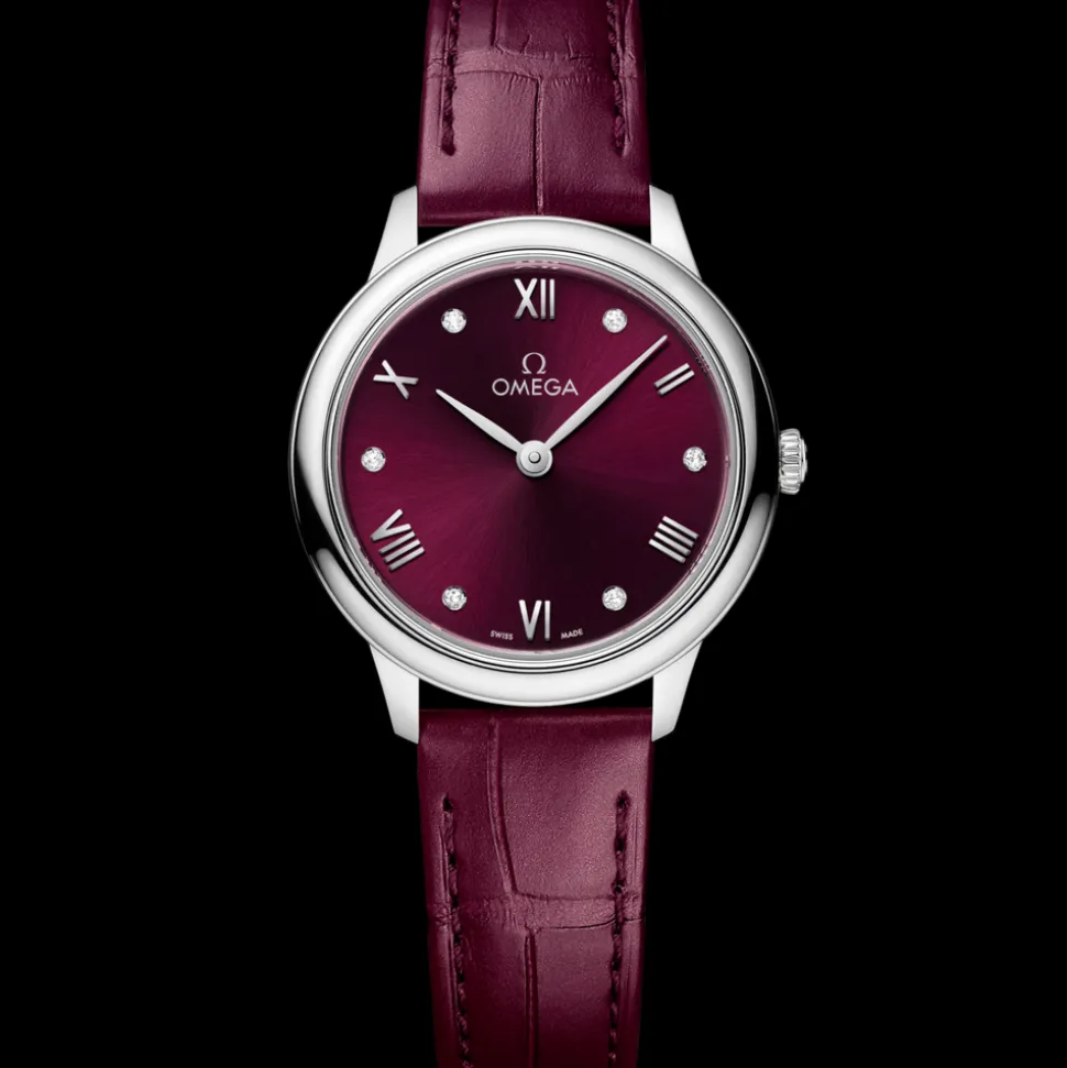 27.5 mm, steel on leather strap