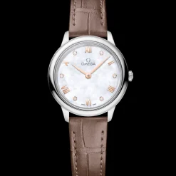 27.5 mm, steel on leather strap
