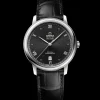 39.5 mm, steel on leather strap