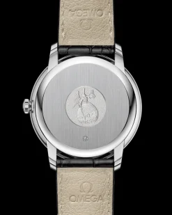 39.5 mm, steel on leather strap