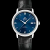 39.5 mm, steel on leather strap