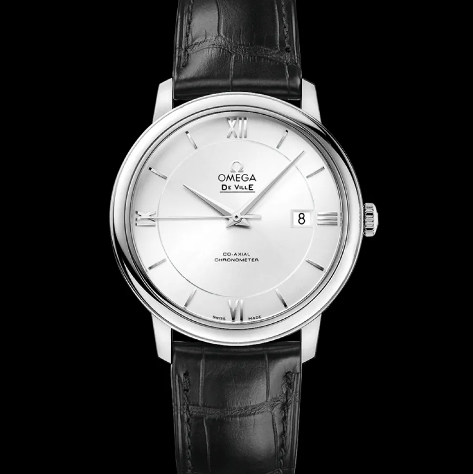 39.5 mm, steel on leather strap