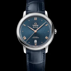 39.5 mm, steel on leather strap
