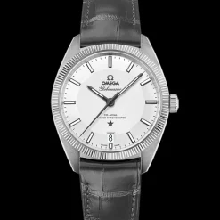 39 mm, steel on leather strap