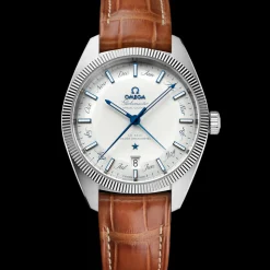 41 mm, steel on leather strap