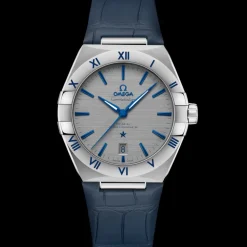 39 mm, steel on leather strap