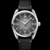 38 mm, steel on leather strap