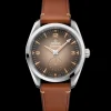 38 mm, steel on leather strap