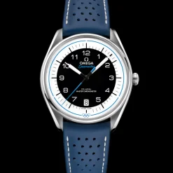 39.5 mm, steel on leather strap