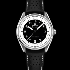 39.5 mm, steel on leather strap