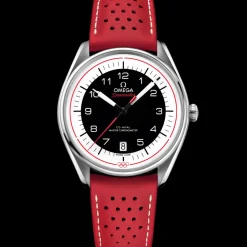 39.5 mm, steel on leather strap