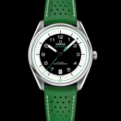 39.5 mm, steel on leather strap