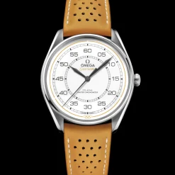 39.5 mm, steel on leather strap