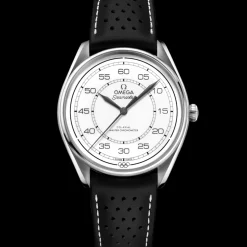 39.5 mm, steel on leather strap