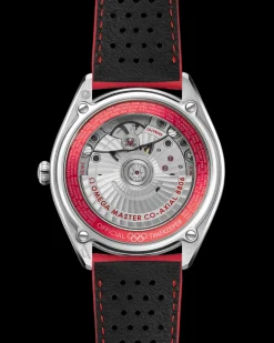39.5 mm, steel on leather strap