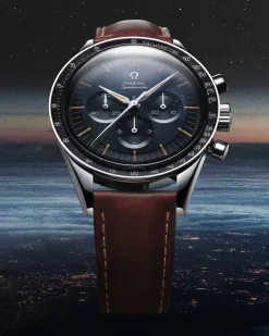 39.7 mm, steel on leather strap