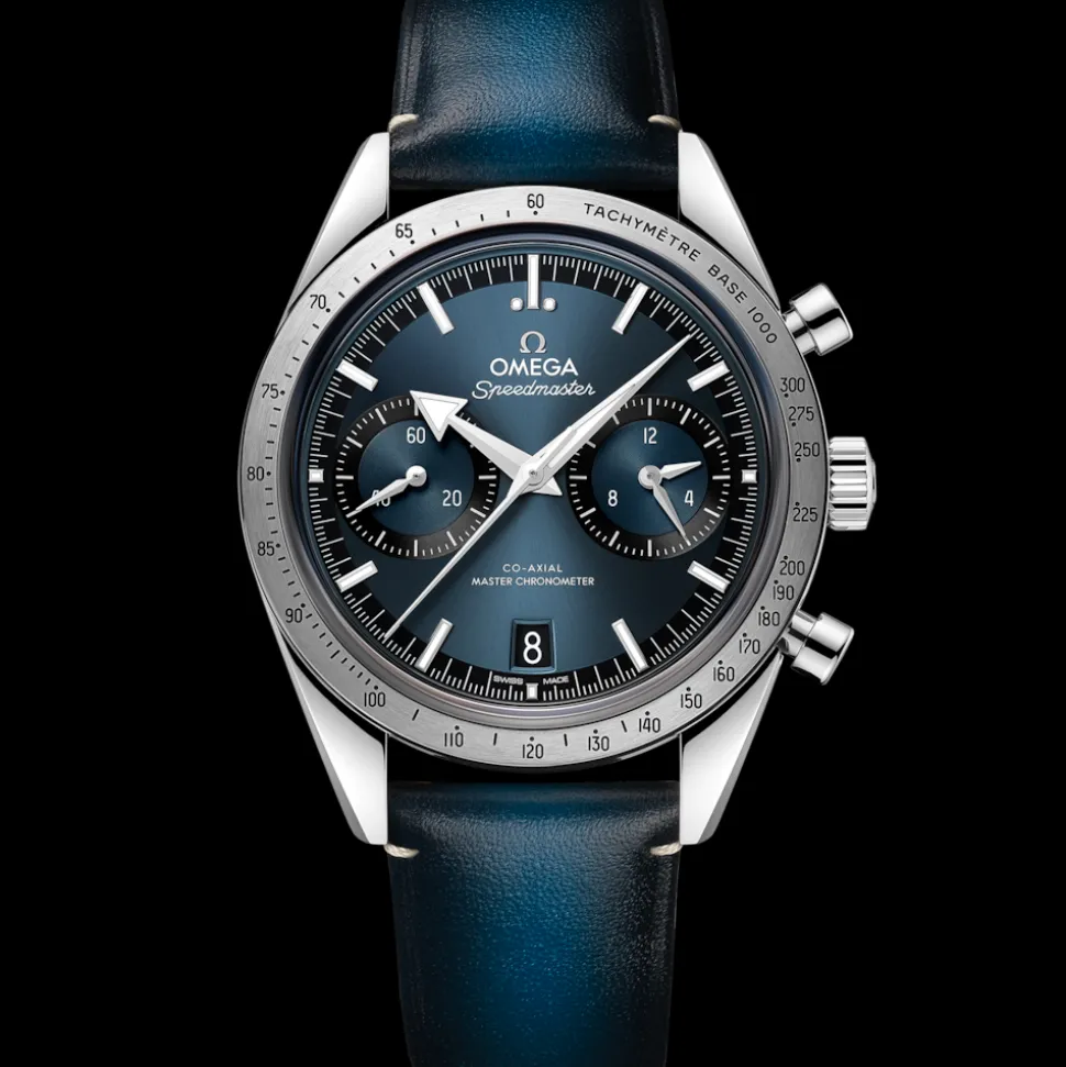 40.5 mm, steel on leather strap
