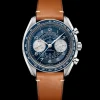 43 mm, steel on leather strap