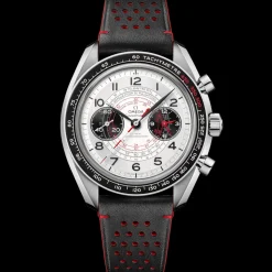 43 mm, steel on leather strap