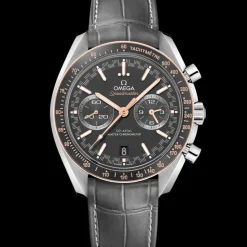 44.25 mm, steel on leather strap