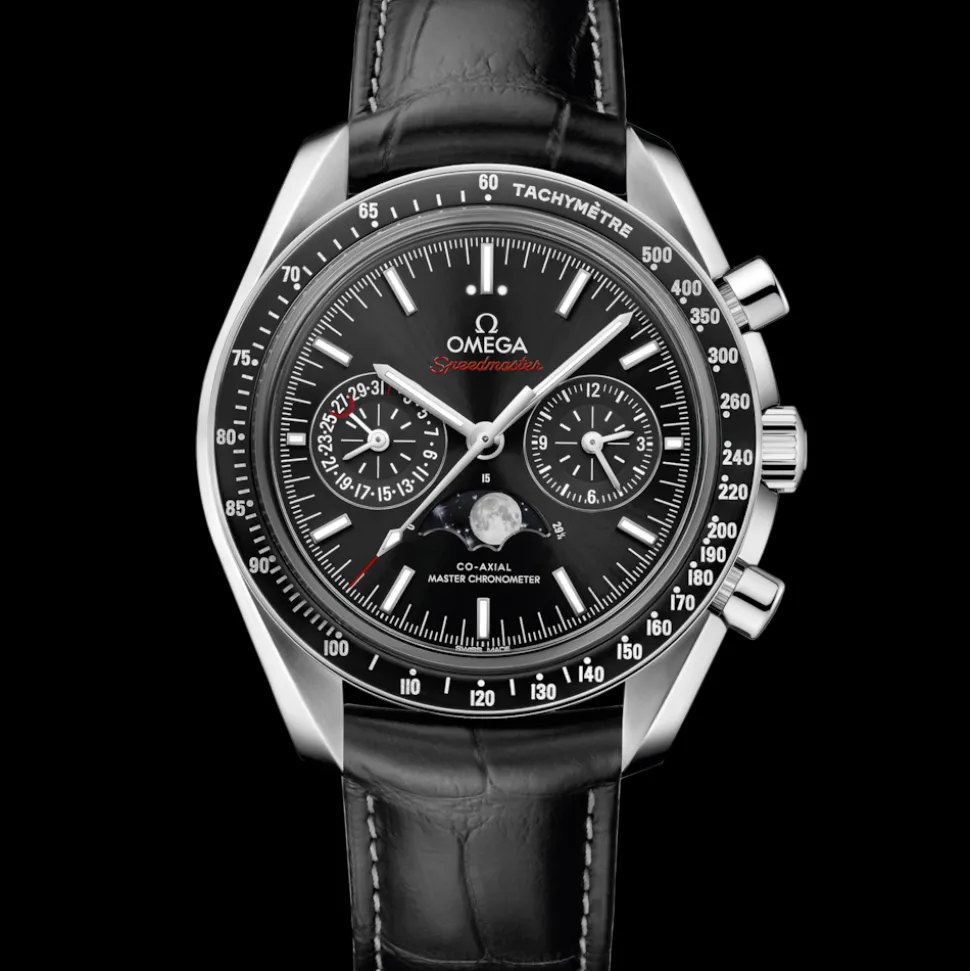 44.25 mm, steel on leather strap