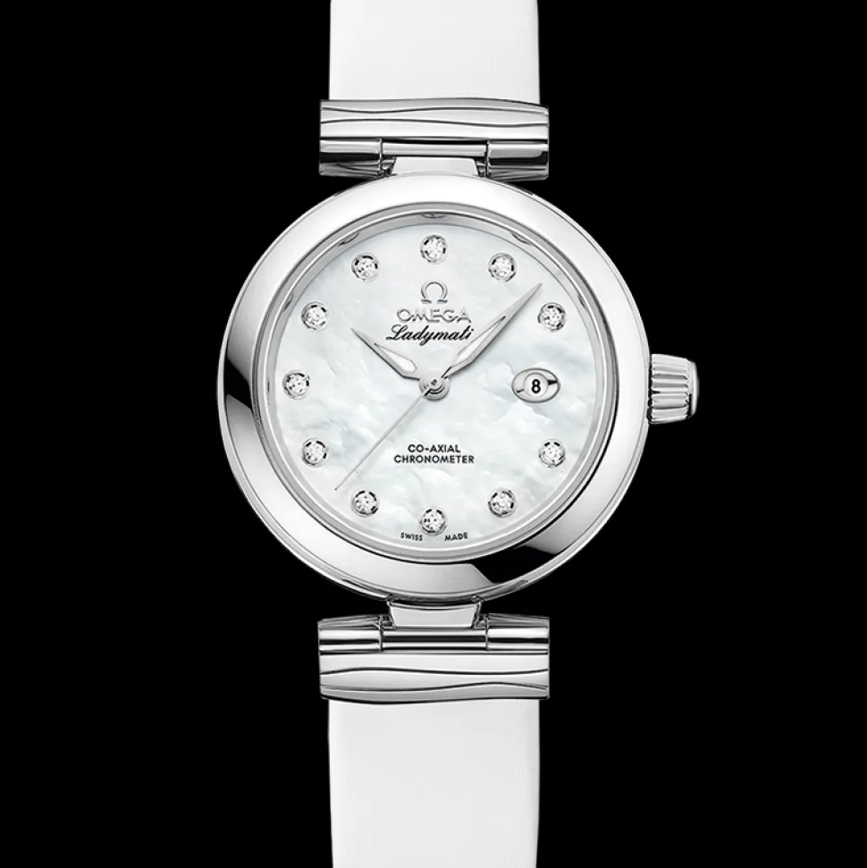 34 mm, steel on leather strap