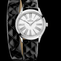 26 mm, steel on leather strap
