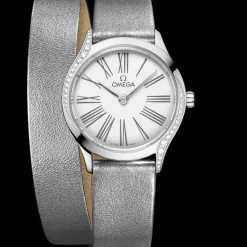 26 mm, steel on leather strap