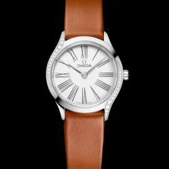 26 mm, steel on leather strap